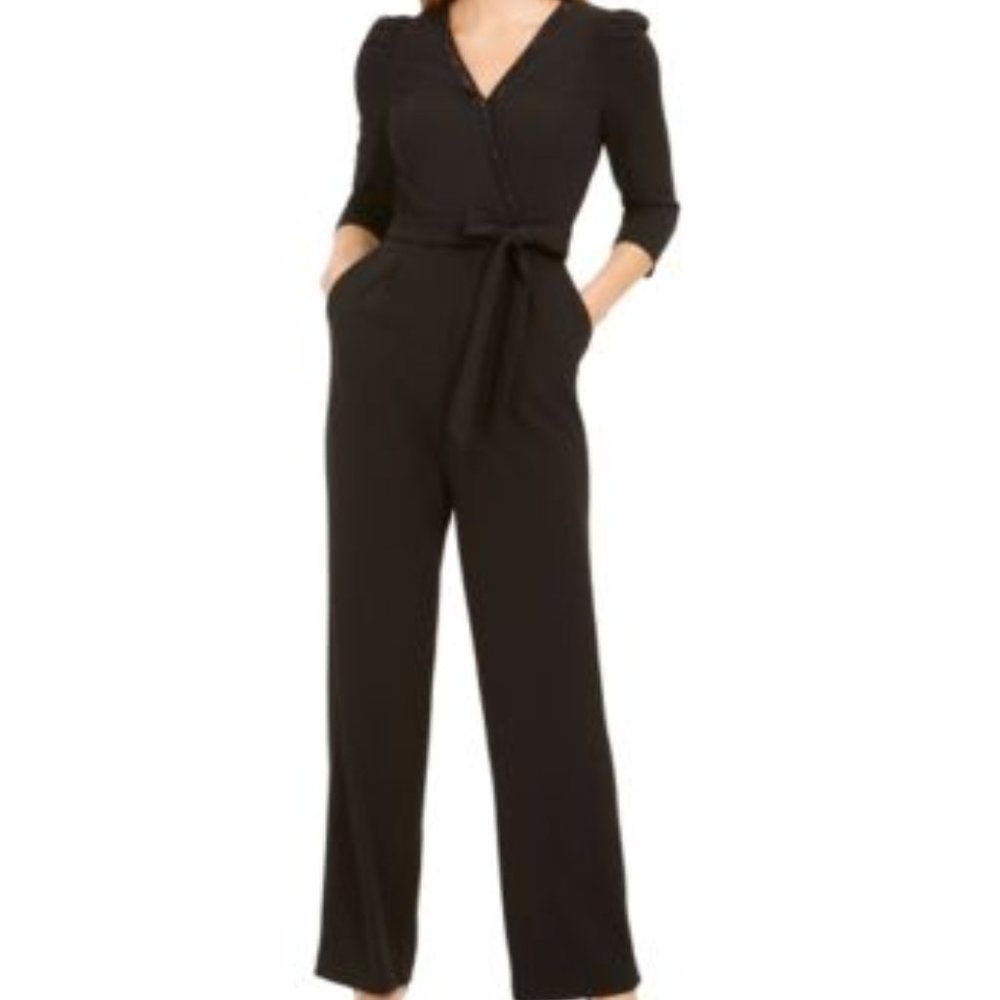 Calvin Klein Black Wrap Jumpsuit with Tie Waist